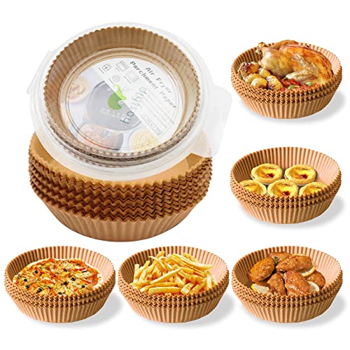 HASTHIP 100Pcs Air Fryer Disposable Paper Liner, Non-Stick Parchment Paper Plate, Oil-Proof Water-Proof Parchment for Baking Microwave Frying Pan, Steamer, Airfryer (6.3 inches, Natural) HASTHIP 100Pcs Air Fryer Disposable Paper Liner, Non-Stick Parchment Paper Plate, Oil-Proof Water-Proof Parchment for Baking Microwave Frying Pan, Steamer, Airfryer (6.3 inches, Natural)